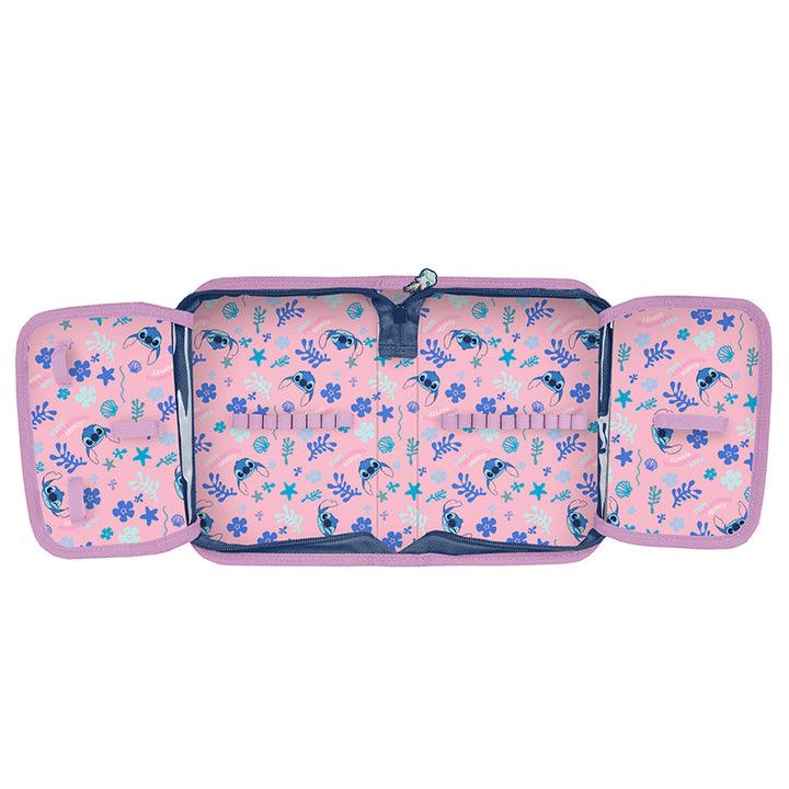 Set scolastico Stitch Paso, zaino con due scomparti, elementi riflettenti e schienale rinforzato, astuccio vuoto con tasche per gli strumenti di scrittura, sacca per le scarpe da indossare sulla schiena, DS26XX