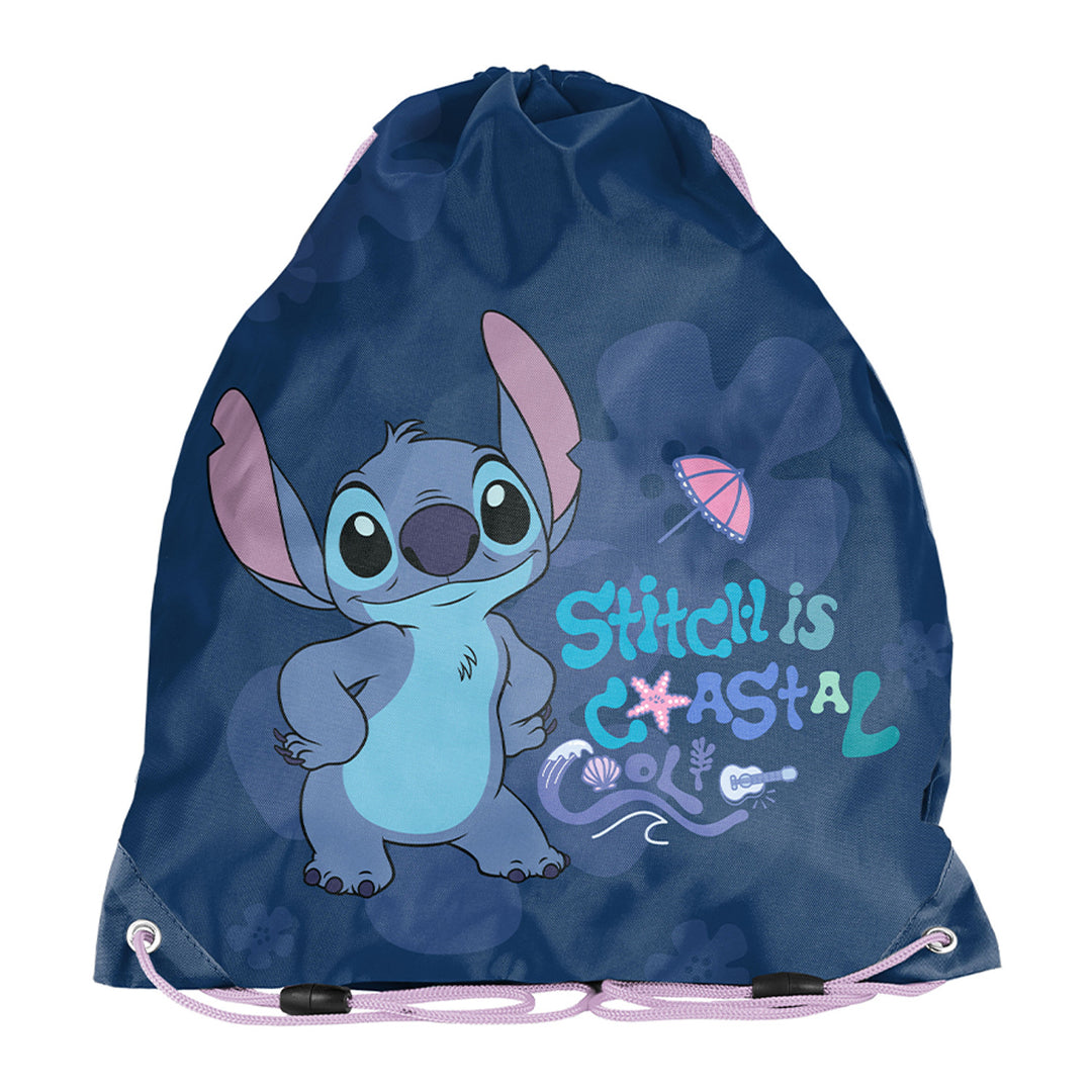 Set scolastico Stitch Paso, zaino con due scomparti, elementi riflettenti e schienale rinforzato, astuccio vuoto con tasche per gli strumenti di scrittura, sacca per le scarpe da indossare sulla schiena, DS26XX