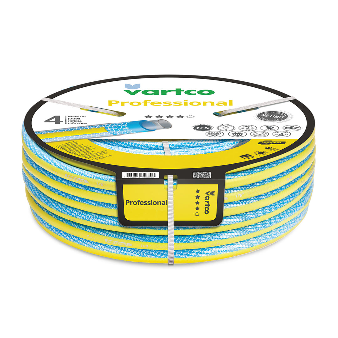 Tubo da giardino Vartco Professional da 1" e 30 m, a 4 strati, sistema TFS