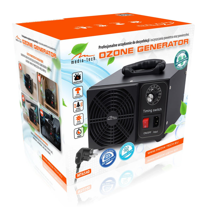 Ozonizzatore professionale per la disinfezione e la purificazione dell'aria, Mediatech, Emissione di ozono: 60000 mg/h, TIMER, Potenza: 140 W, involucro in metallo