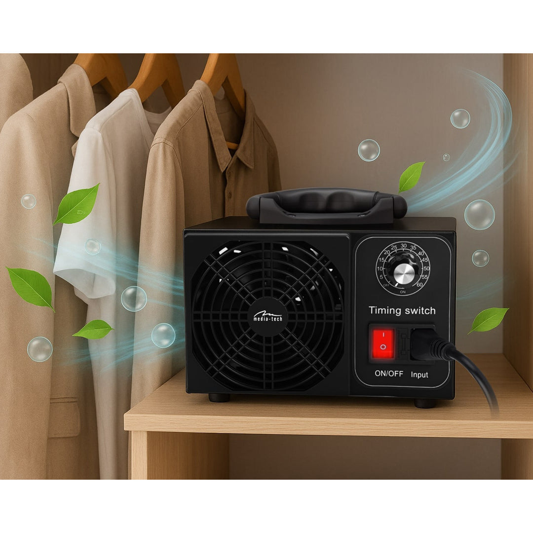 Ozonizzatore professionale per la disinfezione e la purificazione dell'aria, Mediatech, Emissione di ozono: 60000 mg/h, TIMER, Potenza: 140 W, involucro in metallo