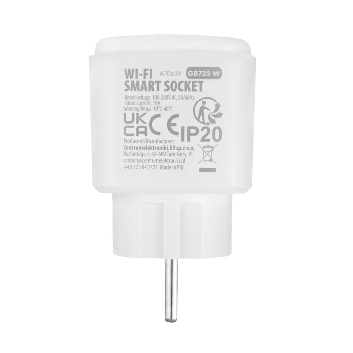 Presa WiFi GreenBlue controllabile da remoto, Android/iOS/Alexa/Google Home, timer, misuratore di potenza, max 16 A/3840 W, GB735 W, 2 pezzi