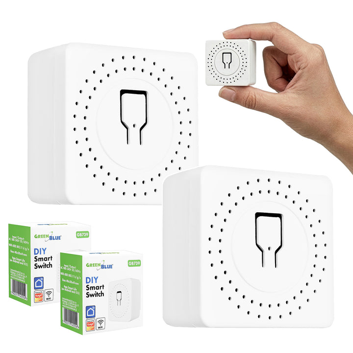 Relè WiFi da incasso GreenBlue, Android/iOS/Alexa/Google Home, 100-240 V CA, 50/60 Hz, max. 16 A, per LED da 150 W, GB739, 2 pezzi