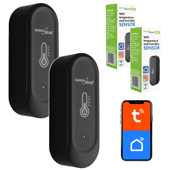 Sensore esterno di temperatura e umidità WiFi GreenBlue, Android/iOS, 3,0 V CC, LR03x2, IP65, GB741, 2 pezzi
