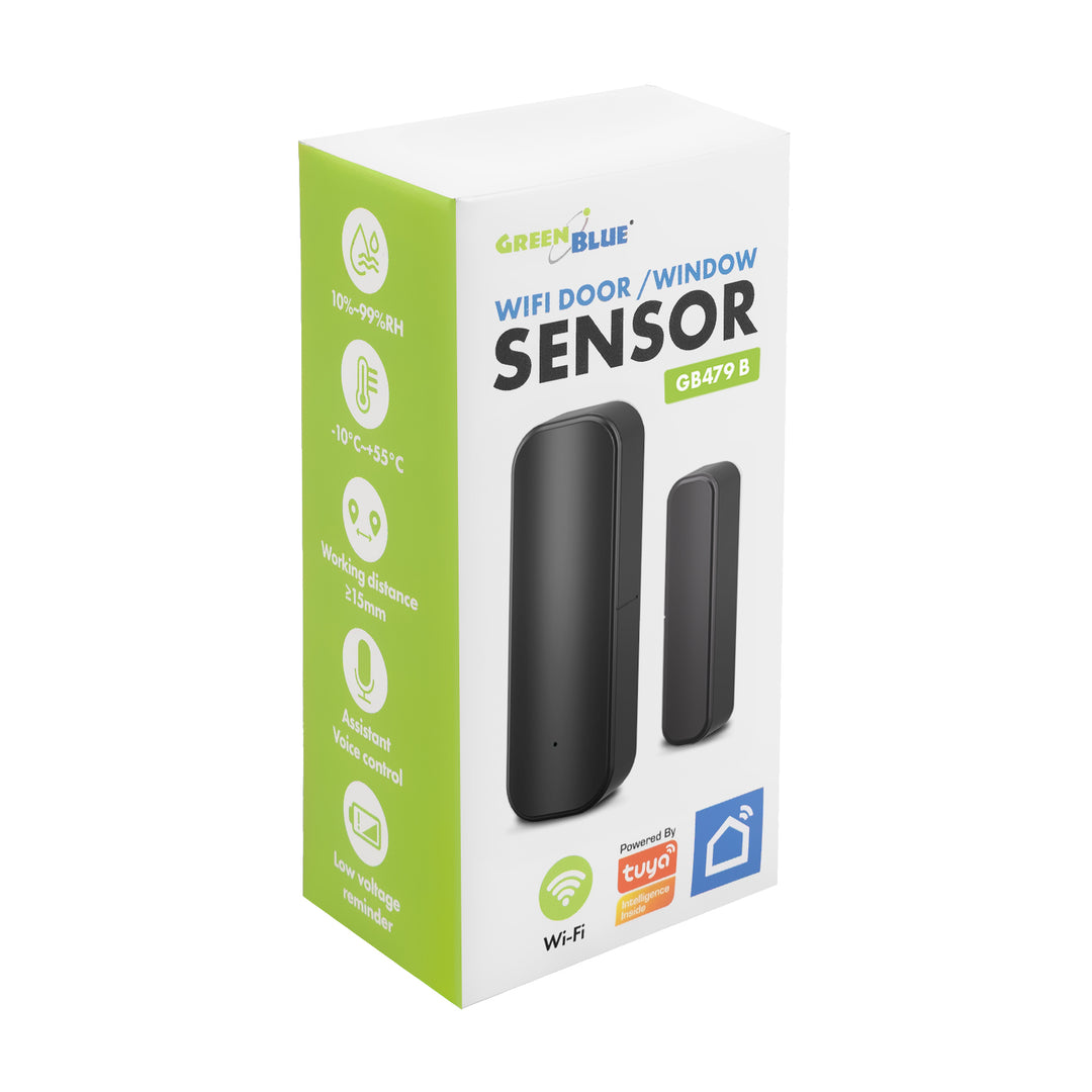 Contattore wireless / sensore di apertura WiFi GreenBlue, Android/iOS, per porte / finestre, 3,0 V CC, LR03x2, GB479 B, 2 set