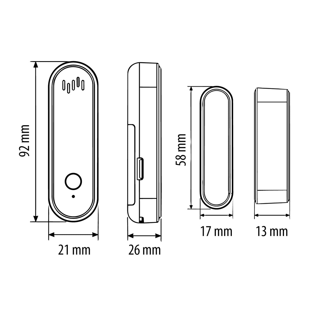Contattore wireless / sensore di apertura WiFi GreenBlue, Android/iOS, per porte / finestre, 3,0 V CC, LR03x2, con allarme, GB478, 2 set