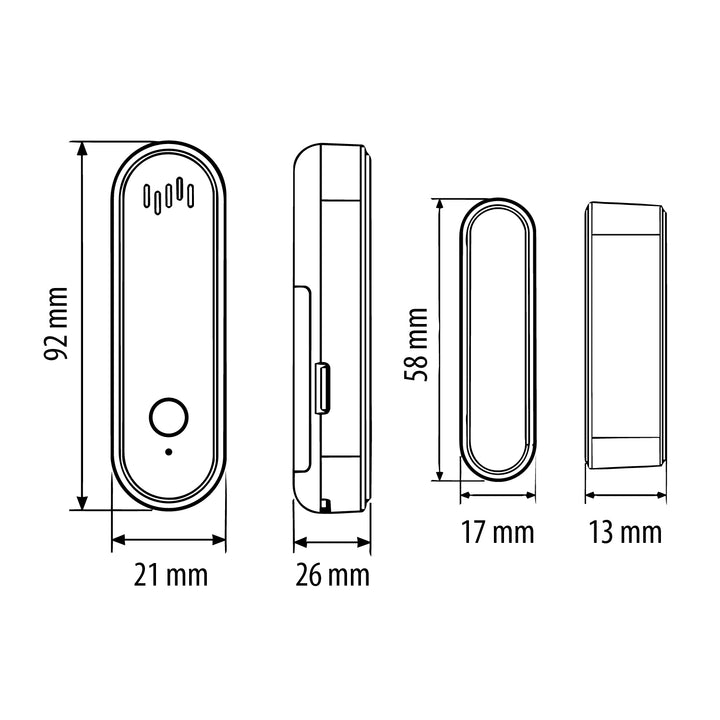 Contattore wireless / sensore di apertura WiFi GreenBlue, Android/iOS, per porte / finestre, 3,0 V CC, LR03x2, con allarme, GB478, 2 set