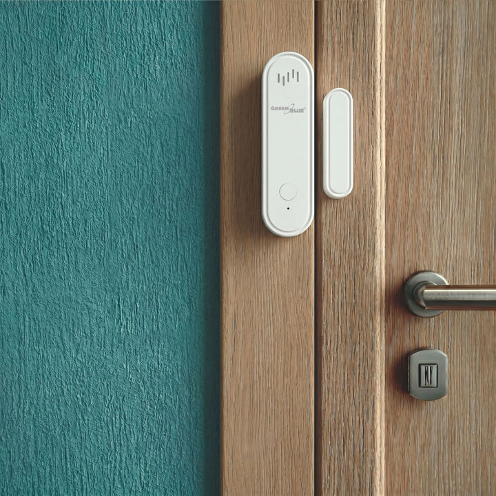 Contattore wireless / sensore di apertura WiFi GreenBlue, Android/iOS, per porte / finestre, 3,0 V CC, LR03x2, con allarme, GB478, 2 set
