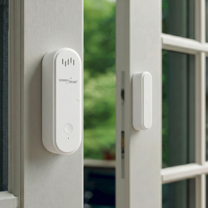 Contattore wireless / sensore di apertura WiFi GreenBlue, Android/iOS, per porte / finestre, 3,0 V CC, LR03x2, con allarme, GB478, 2 set