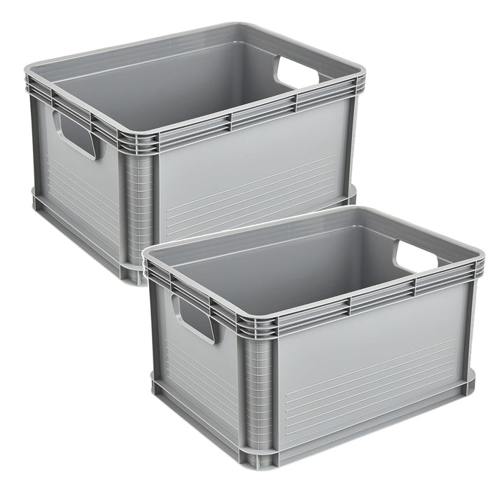 Contenitore da trasporto Robert Keeeper, capacità 20 L, grigio, adatto al contatto con gli alimenti, leggero e resistente, portata fino a 30 kg, 2 pezzi