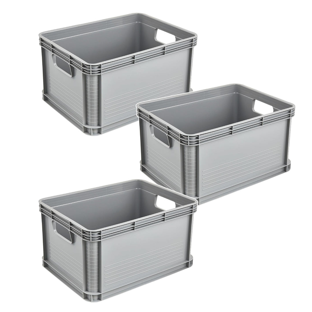 Contenitore da trasporto Robert Keeeper, capacità 20 L, grigio, adatto al contatto con gli alimenti, leggero e resistente, portata fino a 30 kg, 3 pezzi