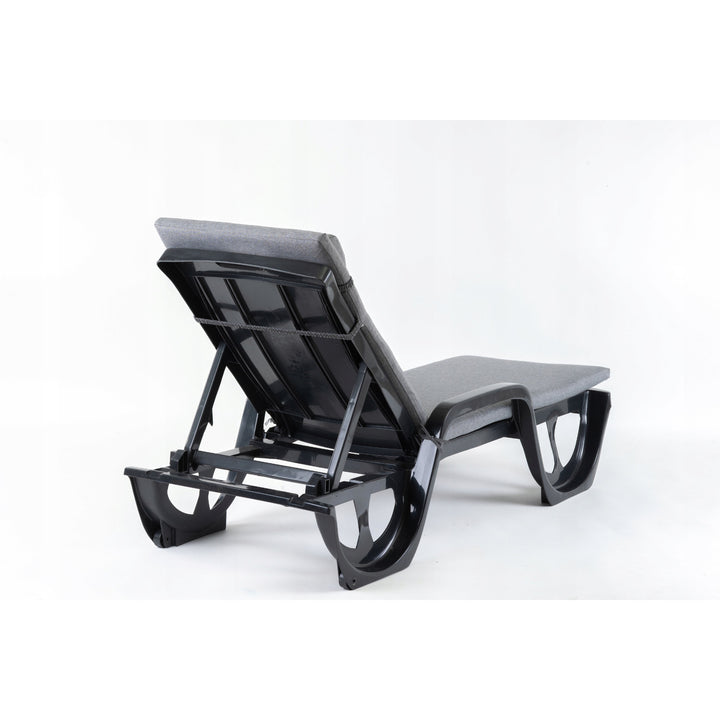 Cuscino per sdraio Madera, colore grigio, tessuto S-550 melange, dimensioni 190x55 cm, fissaggio con fascia elastica, impermeabile, melange S-23, 2 pezzi