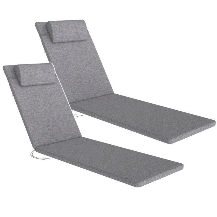 Cuscino per sdraio Madera, colore grigio, tessuto S-550 melange, dimensioni 190x55 cm, fissaggio con fascia elastica, impermeabile, melange S-23, 2 pezzi