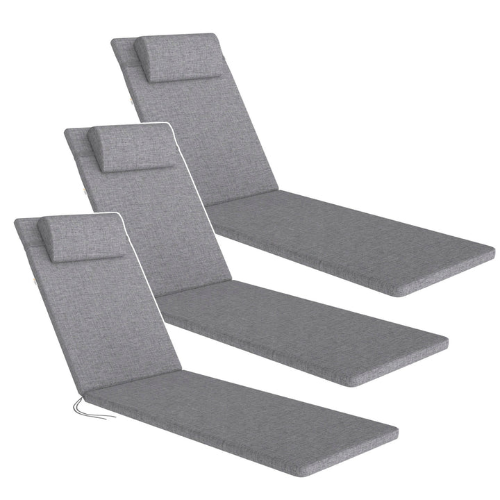 Cuscino per sdraio Madera, colore grigio, tessuto S-550 melange, dimensioni 190x55 cm, fissaggio con fascia elastica, impermeabile, melange S-23, 3 pezzi