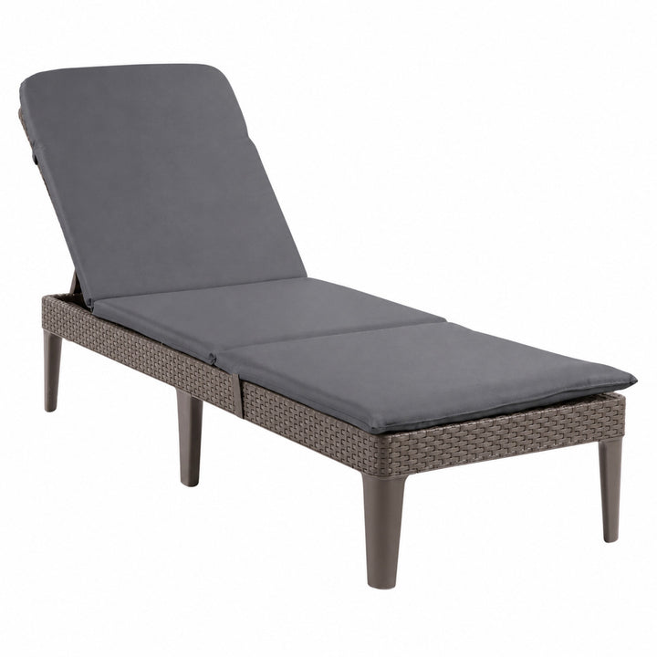 Sdraio da giardino regolabile Jaipur Sun Lounger marrone + cuscino per sdraio Jaipur, colore grigio scuro, tessuto S-500, dimensioni 190x60 cm