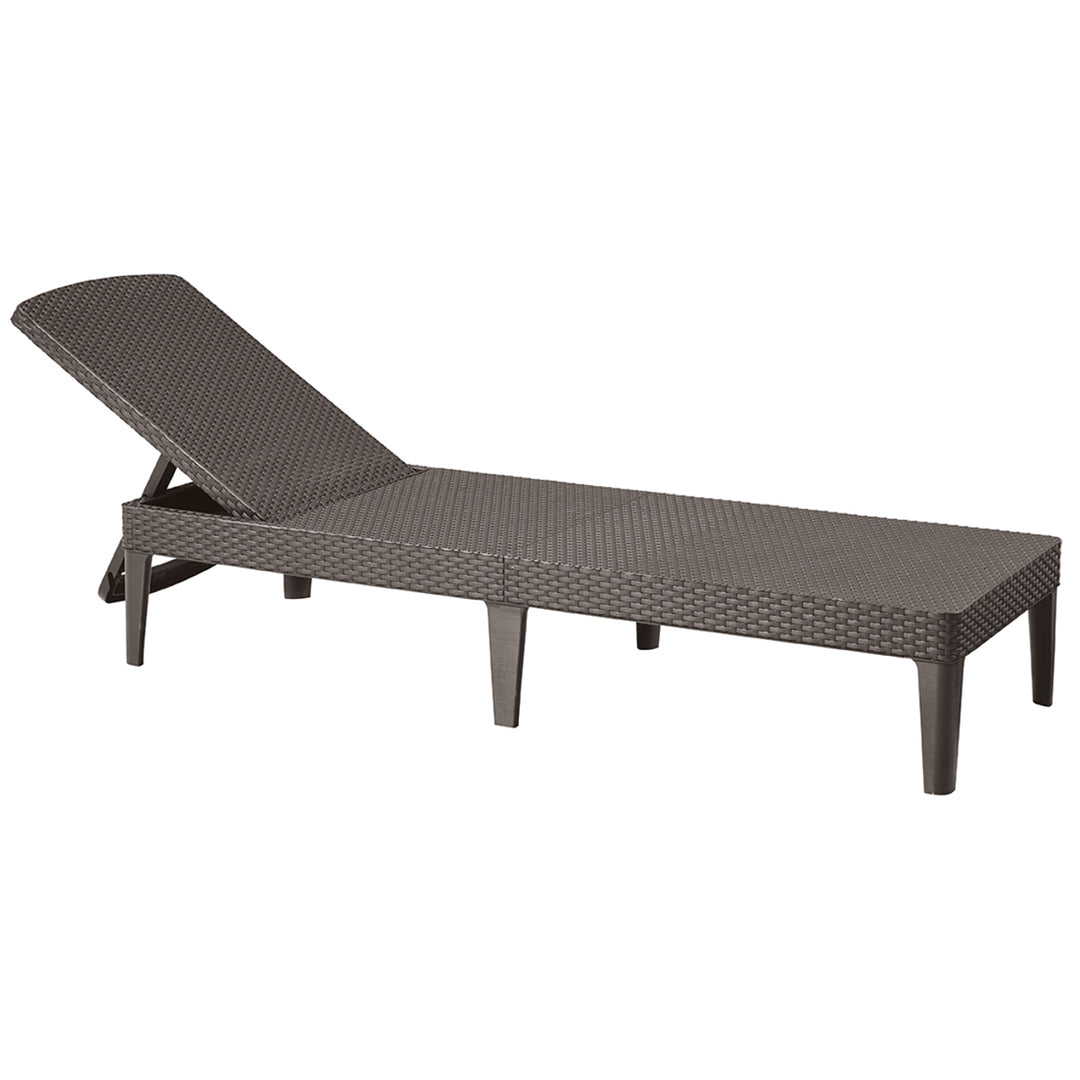Sdraio da giardino regolabile Jaipur Sun Lounger marrone + cuscino per sdraio Jaipur, colore beige, tessuto S-550 Melange, dimensioni 190x60 cm