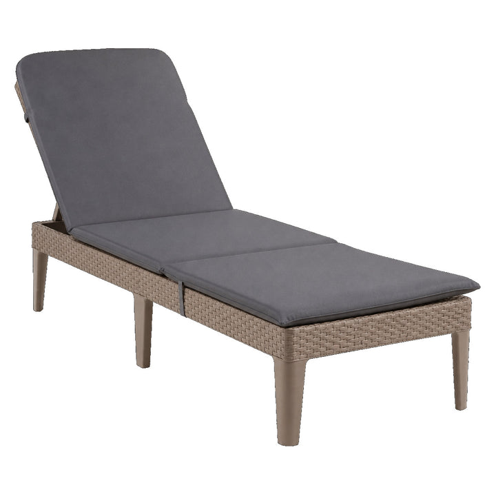Sdraio da giardino regolabile Jaipur Sun Lounger color cappuccino + cuscino per sdraio Jaipur, colore grigio scuro, tessuto S-500, dimensioni 190x60 cm