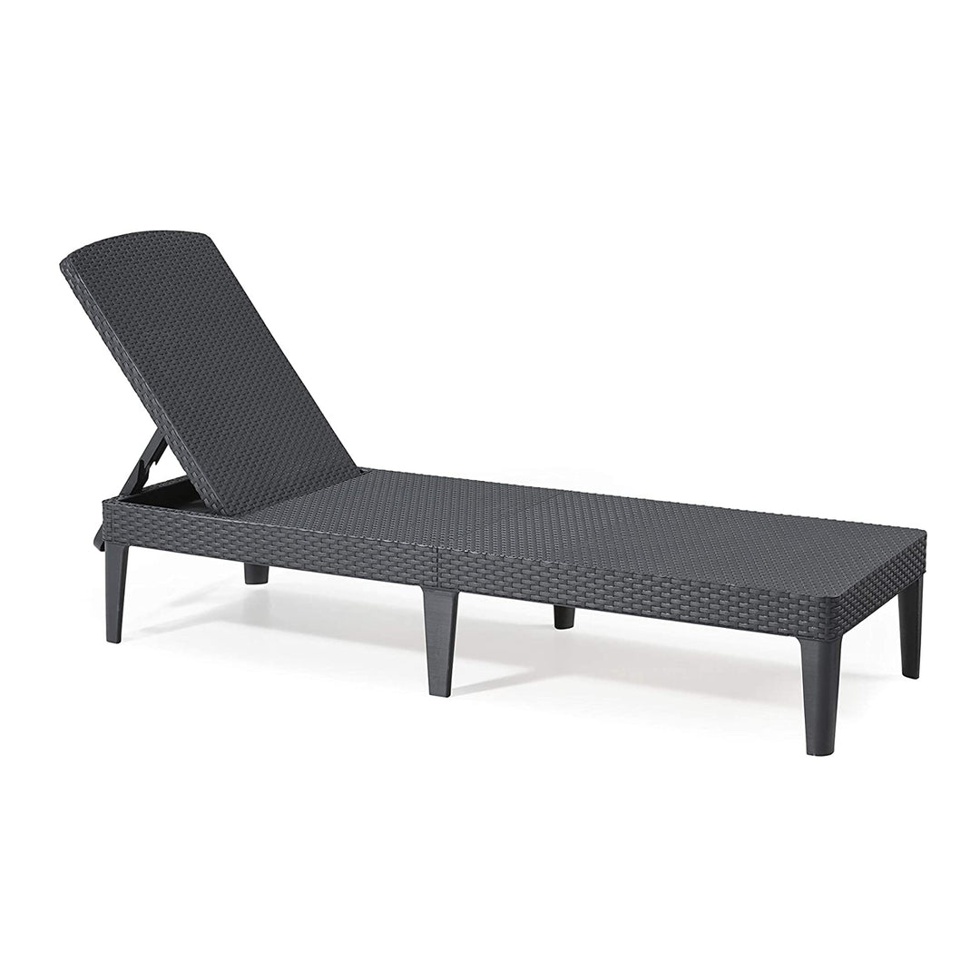 Sdraio da giardino regolabile Jaipur Sun Lounger color grafite + cuscino per sdraio Jaipur, colore grigio scuro, tessuto S-500, dimensioni 190x60 cm