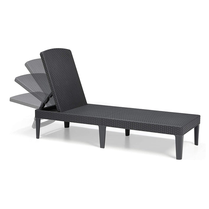 Sdraio da giardino regolabile Jaipur Sun Lounger color grafite + cuscino per sdraio Jaipur, colore grigio scuro, tessuto S-500, dimensioni 190x60 cm