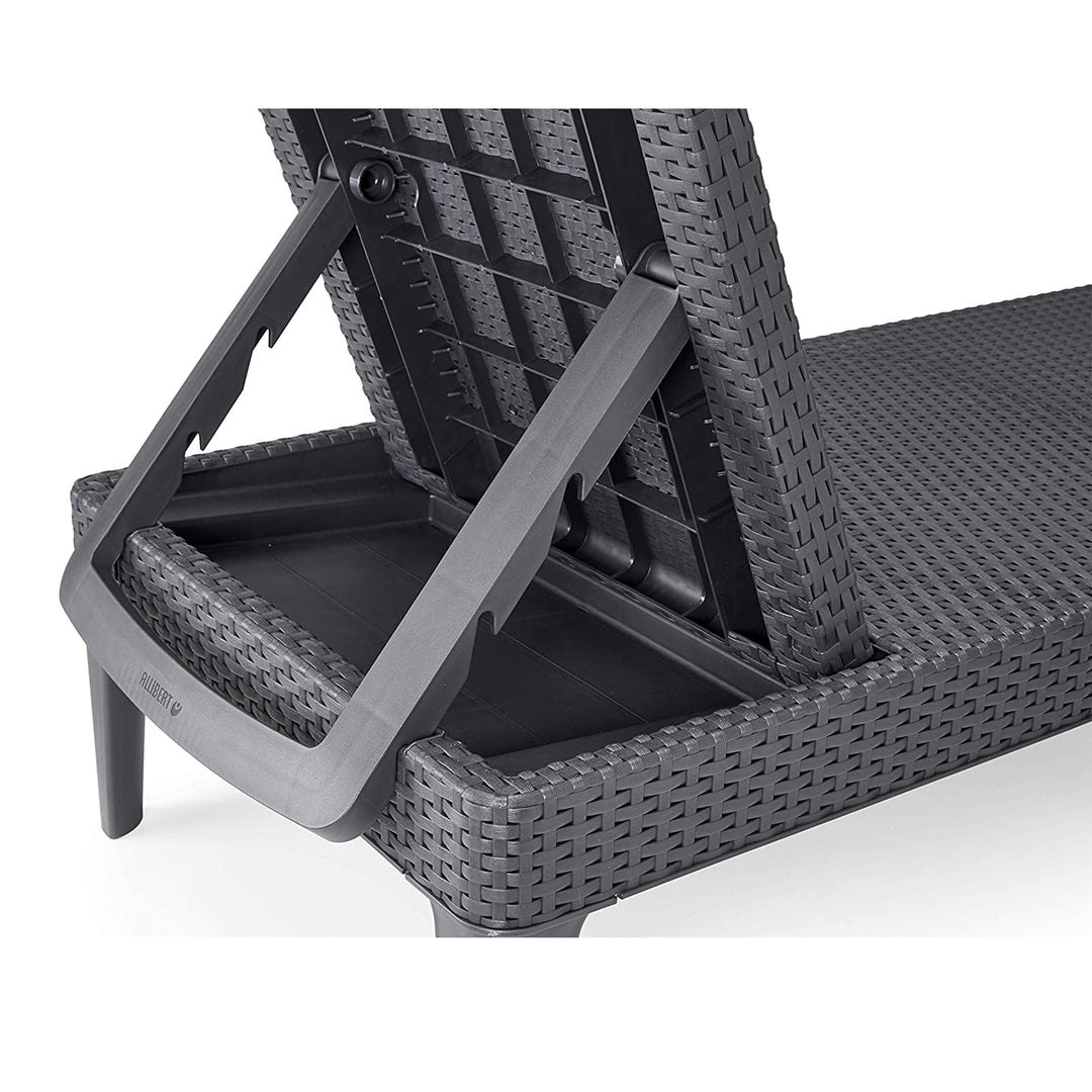 Sdraio da giardino regolabile Jaipur Sun Lounger color grafite + cuscino per sdraio Jaipur, colore grigio scuro, tessuto S-500, dimensioni 190x60 cm
