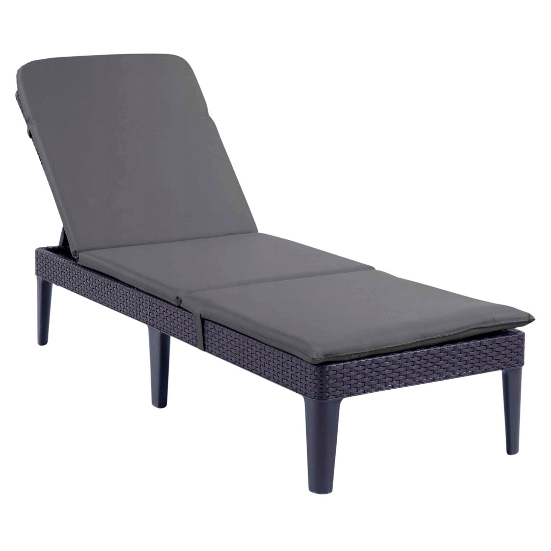 Sdraio da giardino regolabile Jaipur Sun Lounger color grafite + cuscino per sdraio Jaipur, colore grigio scuro, tessuto S-500, dimensioni 190x60 cm
