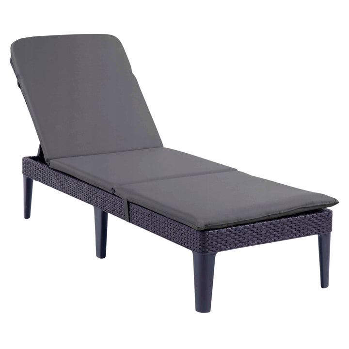 Sdraio da giardino regolabile Jaipur Sun Lounger color grafite + cuscino per sdraio Jaipur, colore grigio scuro, tessuto S-500, dimensioni 190x60 cm