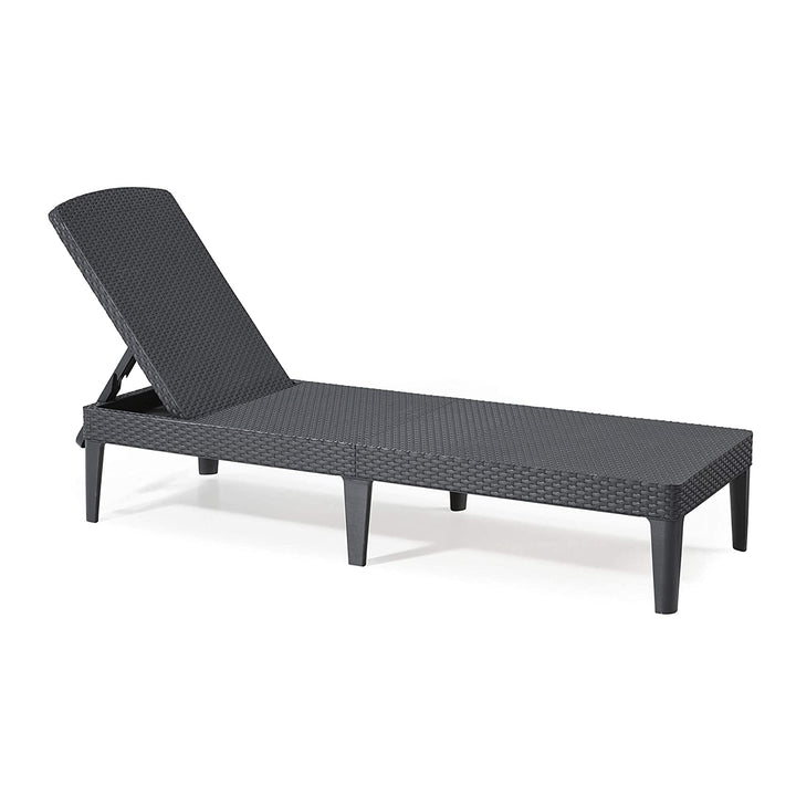 Lettino da giardino regolabile Jaipur Sun Lounger color grafite + cuscino per lettino Jaipur, colore beige, tessuto S-550 Melange, dimensioni 190x60 cm