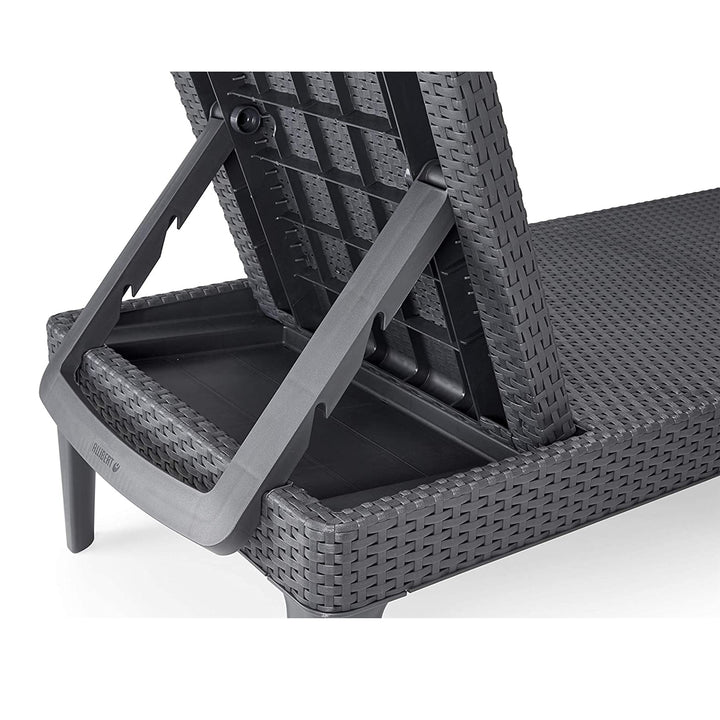 Lettino da giardino regolabile Jaipur Sun Lounger color grafite + cuscino per lettino Jaipur, colore beige, tessuto S-550 Melange, dimensioni 190x60 cm