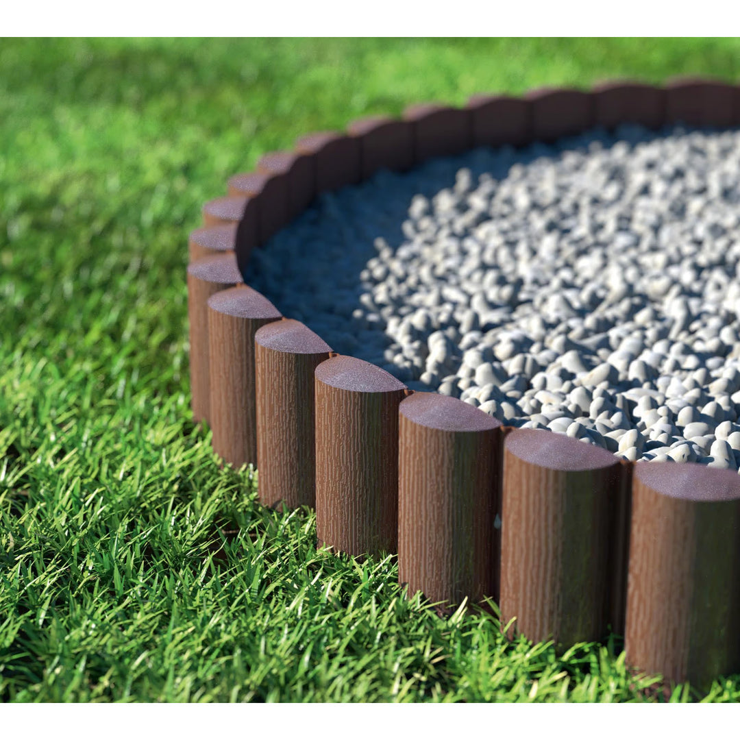 Palizzata da giardino Cellfast, effetto legno, resistente al gelo, lunghezza 7,2 m, colore marrone, 34-031
