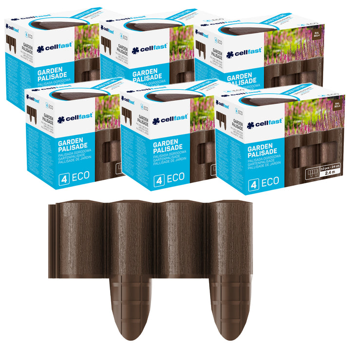 Staccionata da giardino Cellfast, effetto legno, resistente al gelo, lunghezza 14,4 m, colore marrone, 34-031