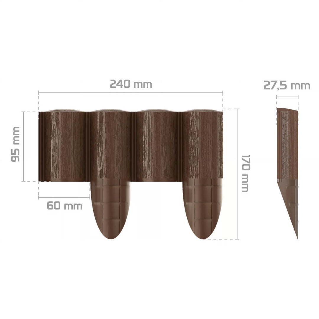 Palizzata da giardino Cellfast, effetto legno, resistente al gelo, lunghezza 21,6 m, colore marrone, 34-031