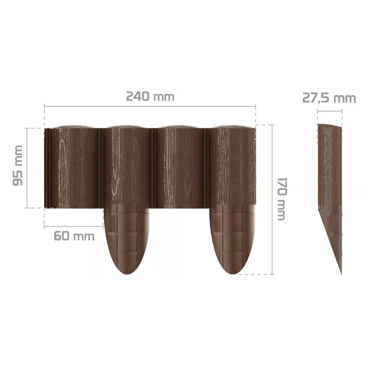 Palizzata da giardino Cellfast, effetto legno, resistente al gelo, lunghezza 21,6 m, colore marrone, 34-031