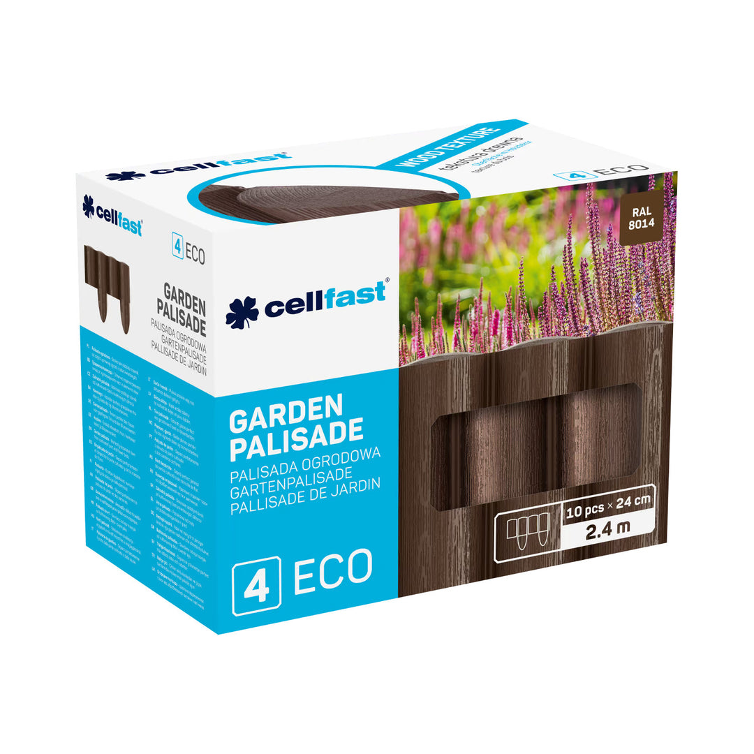 Palizzata da giardino Cellfast, effetto legno, resistente al gelo, lunghezza 21,6 m, colore marrone, 34-031