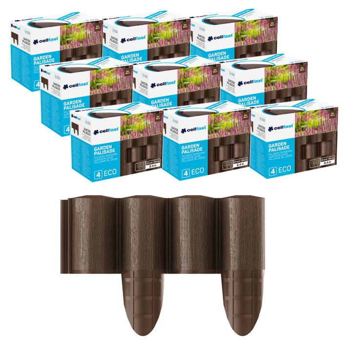 Palizzata da giardino Cellfast, effetto legno, resistente al gelo, lunghezza 21,6 m, colore marrone, 34-031