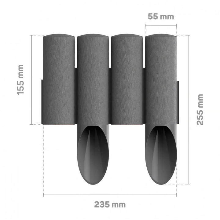 Palizzata da giardino Cellfast, effetto legno, resistente al gelo, lunghezza 6,9 m, colore grafite, 34-044