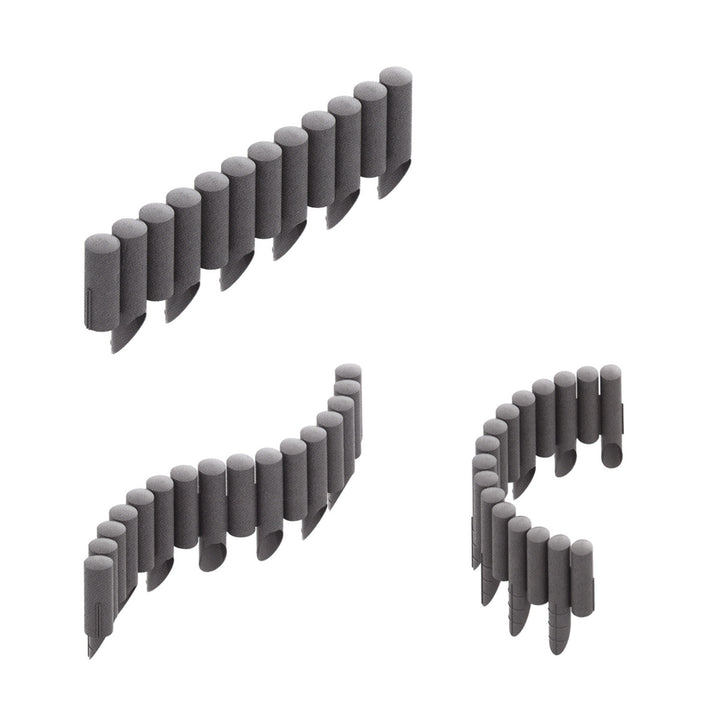 Staccionata da giardino Cellfast, effetto legno, resistente al gelo, lunghezza 13,8 m, colore grafite, 34-044
