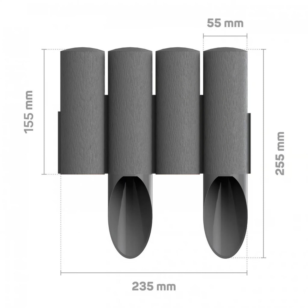 Staccionata da giardino Cellfast, effetto legno, resistente al gelo, lunghezza 13,8 m, colore grafite, 34-044