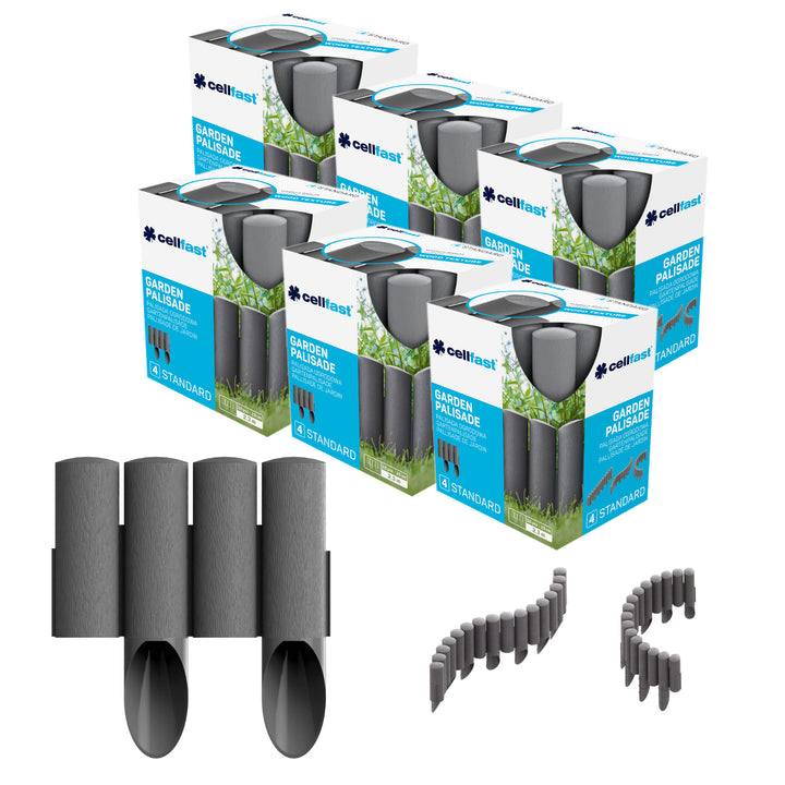 Staccionata da giardino Cellfast, effetto legno, resistente al gelo, lunghezza 13,8 m, colore grafite, 34-044