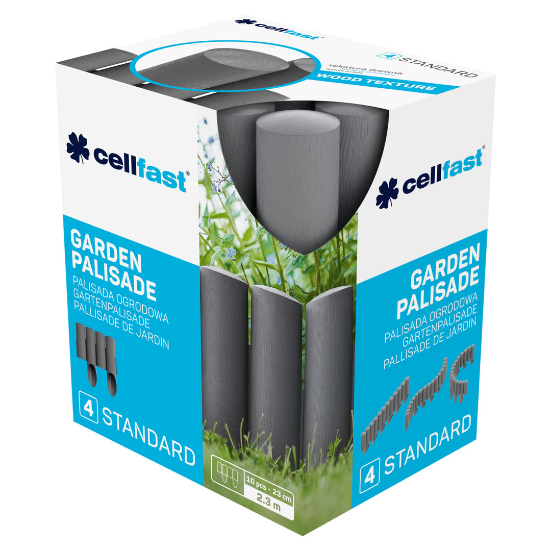 Staccionata da giardino Cellfast, effetto legno, resistente al gelo, lunghezza 20,7 m, colore grafite, 34-044
