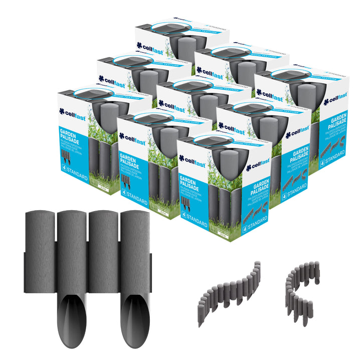 Staccionata da giardino Cellfast, effetto legno, resistente al gelo, lunghezza 20,7 m, colore grafite, 34-044