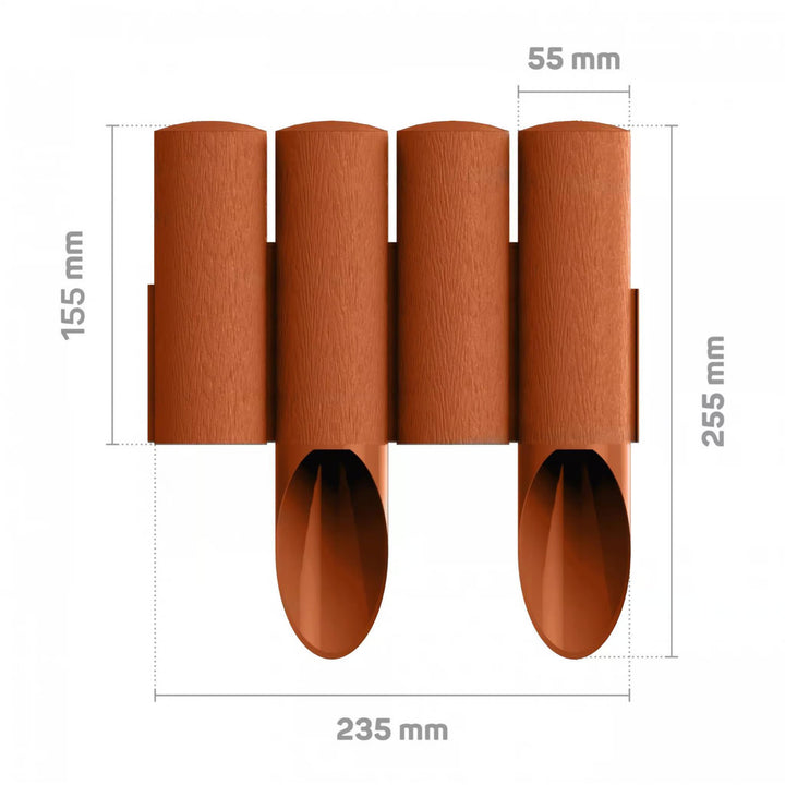 Staccionata da giardino Cellfast, effetto legno, resistente al gelo, lunghezza 6,9 m, colore mattone, 34-043