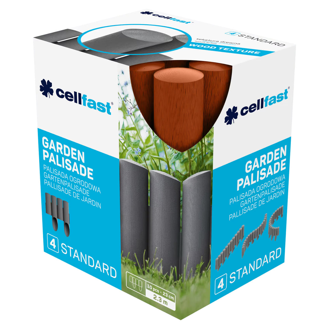 Staccionata da giardino Cellfast, effetto legno, resistente al gelo, lunghezza 6,9 m, colore mattone, 34-043