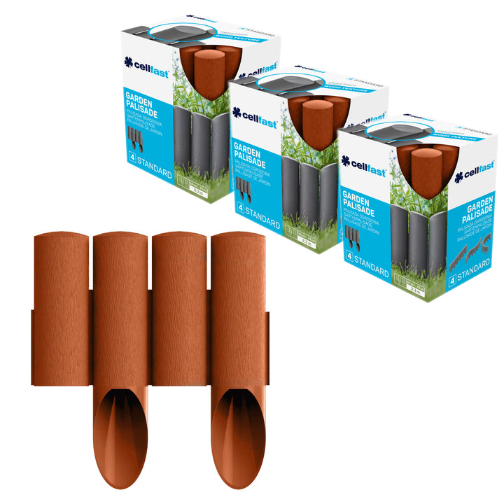 Staccionata da giardino Cellfast, effetto legno, resistente al gelo, lunghezza 6,9 m, colore mattone, 34-043