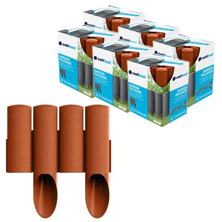 Staccionata da giardino Cellfast, effetto legno, resistente al gelo, lunghezza 13,8 m, colore mattone, 34-043