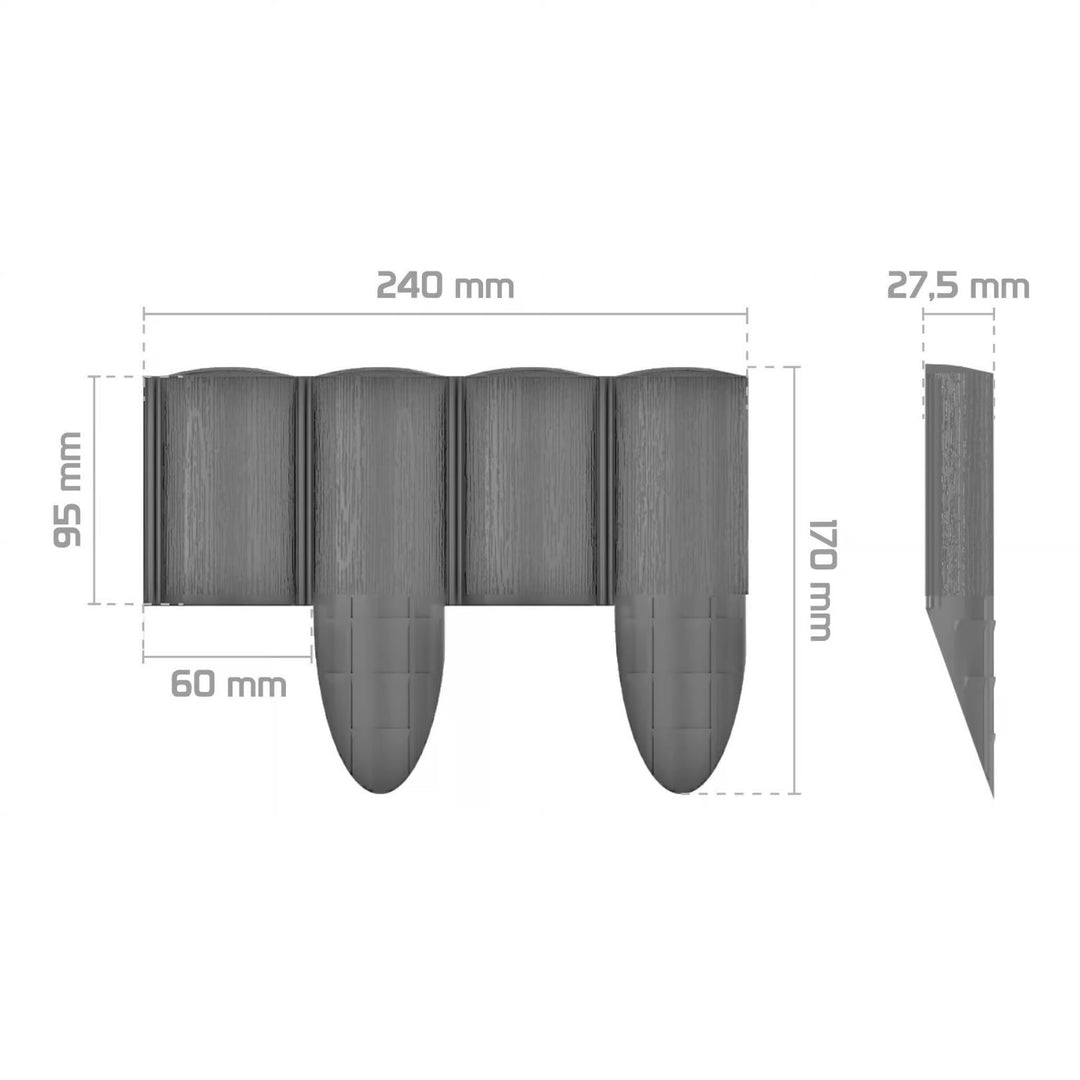 Staccionata da giardino Cellfast, effetto legno, resistente al gelo, lunghezza 21,6 m, colore grafite, 34-054