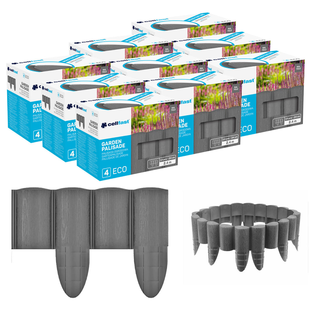 Staccionata da giardino Cellfast, effetto legno, resistente al gelo, lunghezza 21,6 m, colore grafite, 34-054