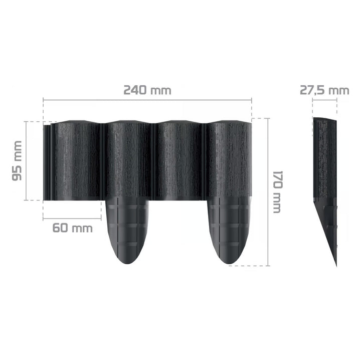 Staccionata da giardino Cellfast, effetto legno, resistente al gelo, lunghezza 21,6 m, colore antracite, 34-032
