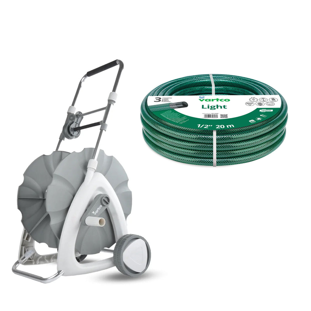 Carrello per tubo da giardino + tubo da giardino Vartco Light 1/2" 15 m Agaplast