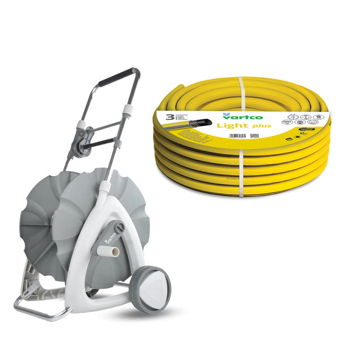 Carrello per tubo da giardino + tubo da giardino Vartco Light Plus 1/2" 30 m Agaplast