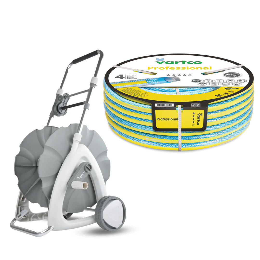 Carrello per tubo da giardino da 1/2" 45 m + Tubo da giardino Vartco Professional da 1/2" 30 m Agaplast